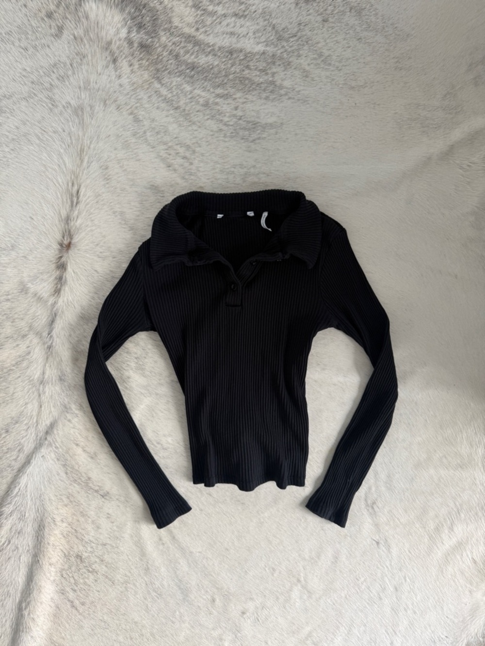 Black button up long sleeve top